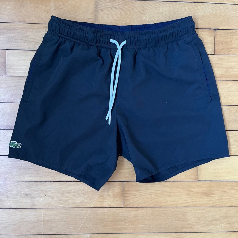 Lacoste Mens Navy Blue Swim Trunks Shorts Mesh Lined Logo Small MH6270-51